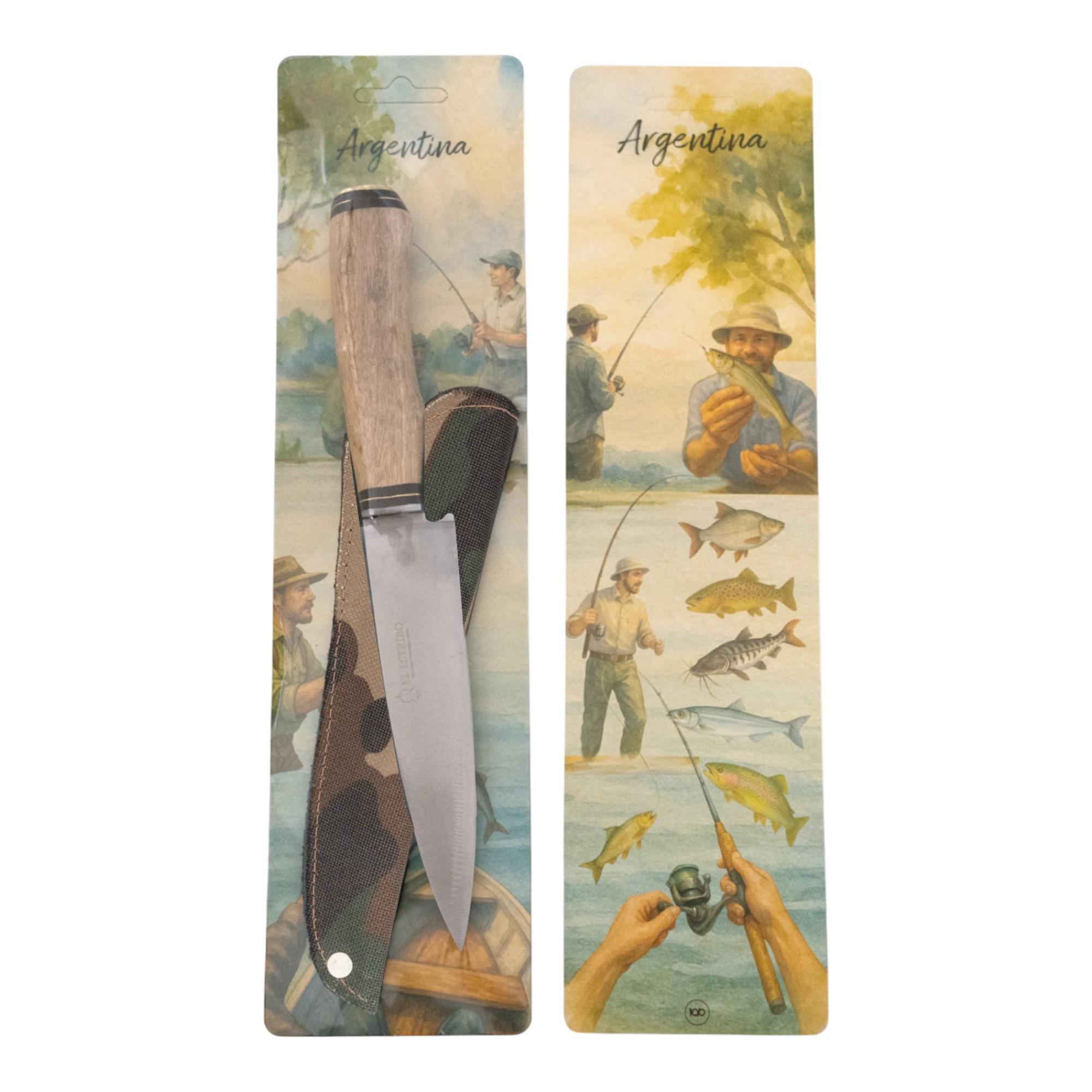 Cuchillo Inoxidable 14cm EL ESTRIBO con vaina estampada y Cabo de madera en Blister - Image 2